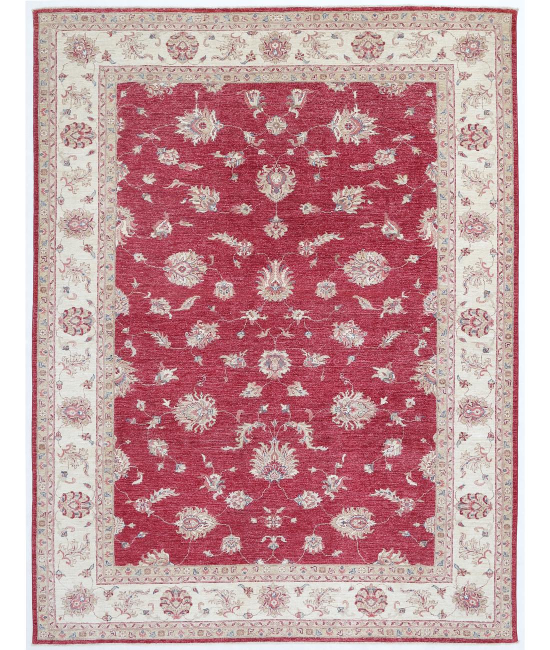 Hand Knotted Ziegler Farhan Wool Rug - 8'2'' x 10'6'' 8' 2" X 10' 6" ( 249 X 320 ) / Red / Ivory