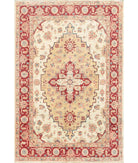 Hand Knotted Heriz Farhan Wool Rug - 5'9'' x 7'9'' 5' 9" X 7' 9" ( 175 X 236 ) / Ivory / Red