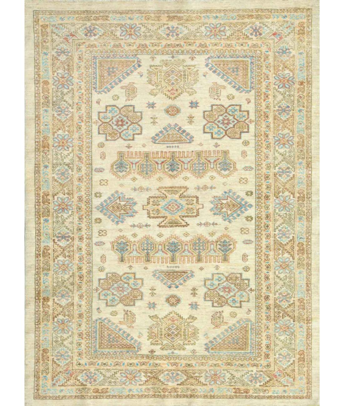 Hand Knotted Serenity Farhan Wool Rug - 4'11'' x 6'8'' 4' 11" X 6' 8" ( 150 X 203 ) / Ivory / Taupe