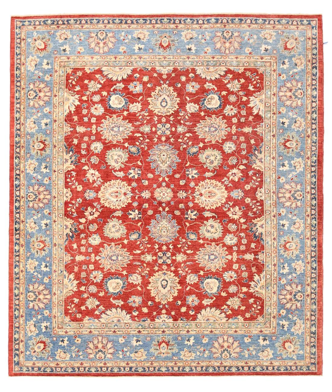 Hand Knotted Ziegler Farhan Wool Rug - 8'3'' x 9'7'' 8' 3" X 9' 7" ( 251 X 292 ) / Red / Blue