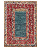 Hand Knotted Ziegler Wool Rug - 5'9'' x 7'11'' 5' 9" X 7' 11" ( 175 X 241 ) / Blue / Red