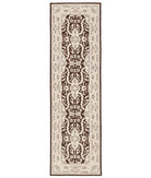 Hand Knotted Fine Ziegler Wool Rug - 3'2'' x 10'9'' 3' 2" X 10' 9" ( 97 X 328 ) / Brown / Ivory