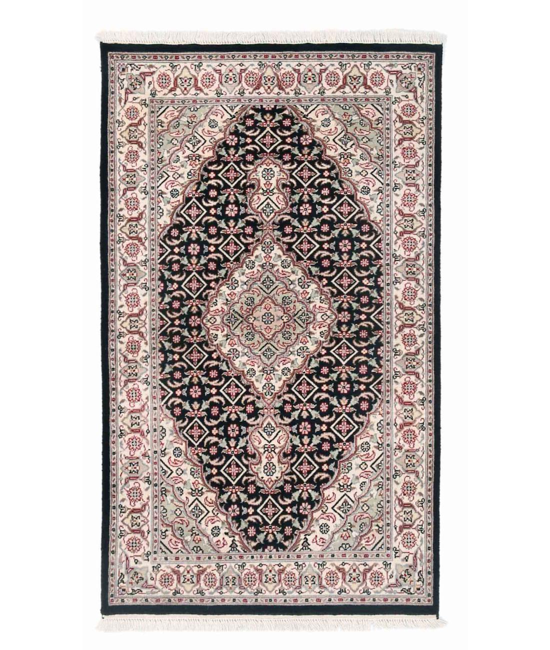 Hand Knotted Heritage Pak Persian Wool Rug - 3'1'' x 5'1'' 3' 1" X 5' 1" ( 94 X 155 ) / Black / Ivory