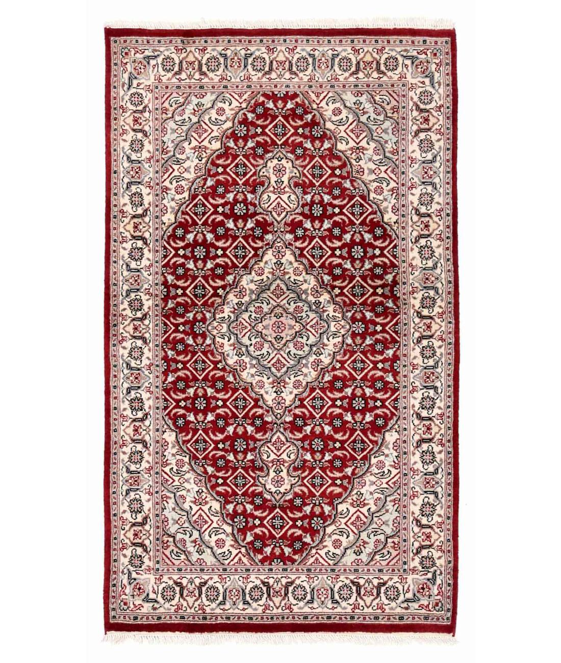 Hand Knotted Heritage Mahi Wool Rug - 3'0'' x 5'4'' 3' 0" X 5' 4" ( 91 X 163 ) / Red / Ivory