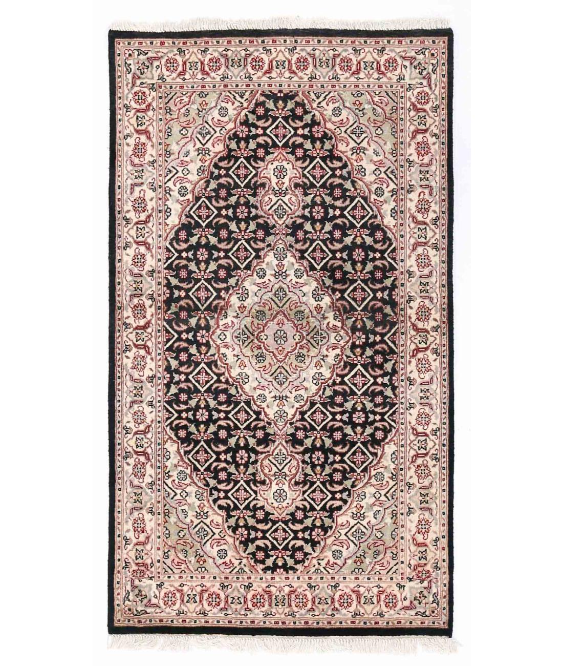 Hand Knotted Heritage Mahi Wool Rug - 3'0'' x 5'4'' 3' 0" X 5' 4" ( 91 X 163 ) / Black / Ivory