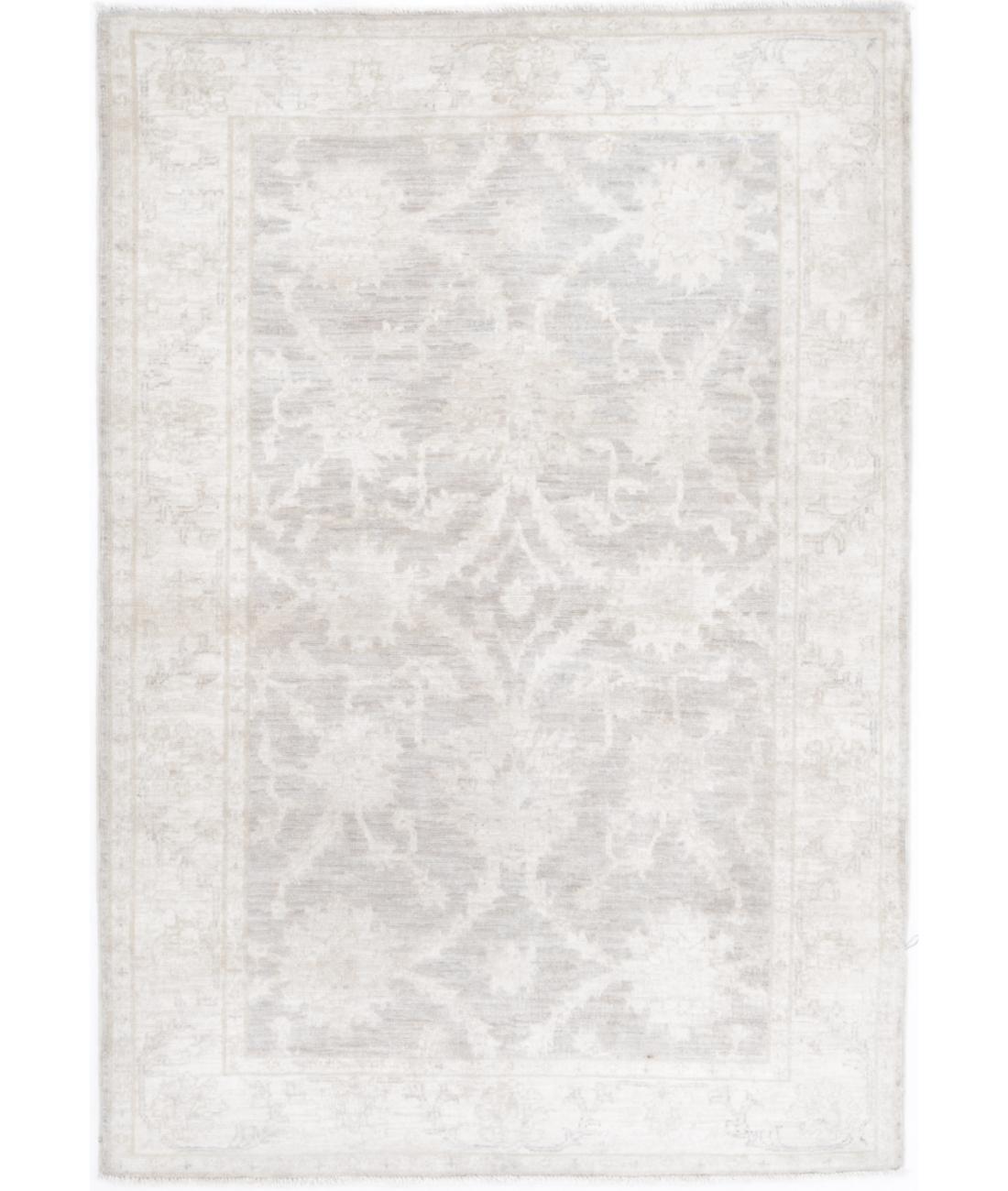 Hand Knotted Serenity Wool Rug - 3'3'' x 4'9'' 3' 3" X 4' 9" ( 99 X 145 ) / Grey / Ivory