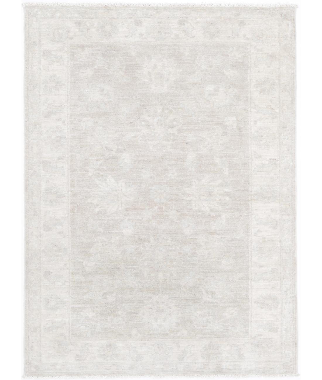 Hand Knotted Serenity Wool Rug - 3'1'' x 4'2'' 3' 1" X 4' 2" ( 94 X 127 ) / Grey / Ivory
