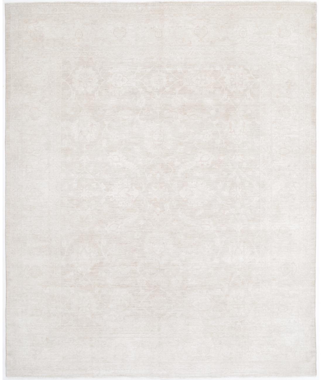 Hand Knotted Fine Ziegler Wool Rug - 8'7'' x 10'6'' 8' 7" X 10' 6" ( 262 X 320 ) / Ivory / Ivory