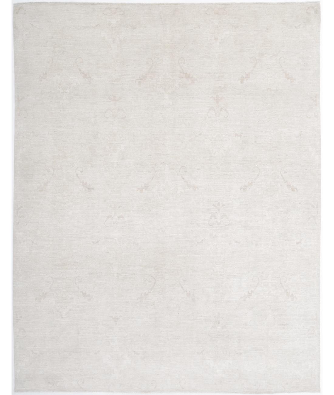 Hand Knotted Fine Ziegler Wool Rug - 7'11'' x 9'11'' 7' 11" X 9' 11" ( 241 X 302 ) / Ivory / Ivory