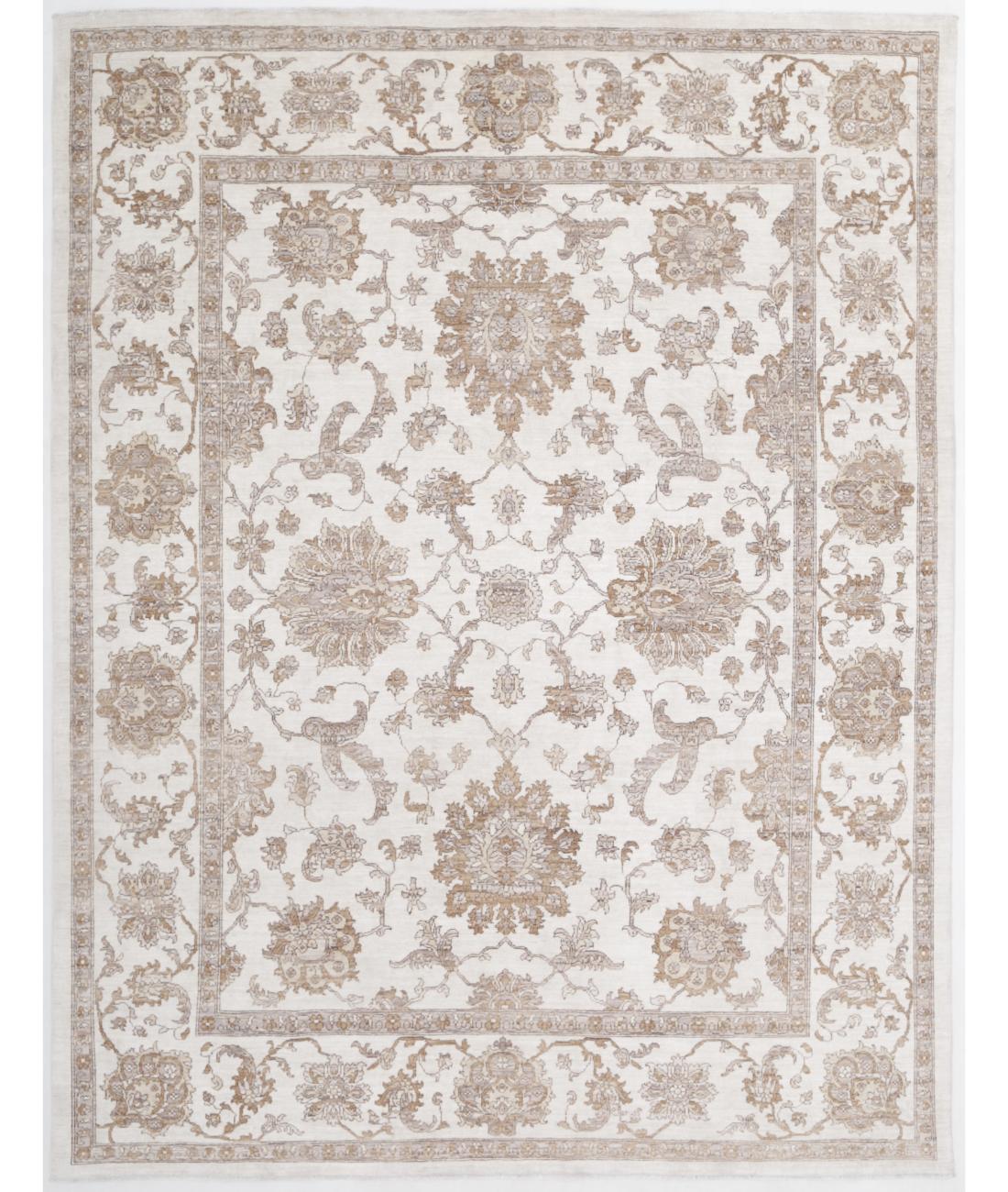 Hand Knotted Ziegler Wool Rug - 8'0'' x 10'3'' 8' 0" X 10' 3" ( 244 X 312 ) / Ivory / Brown