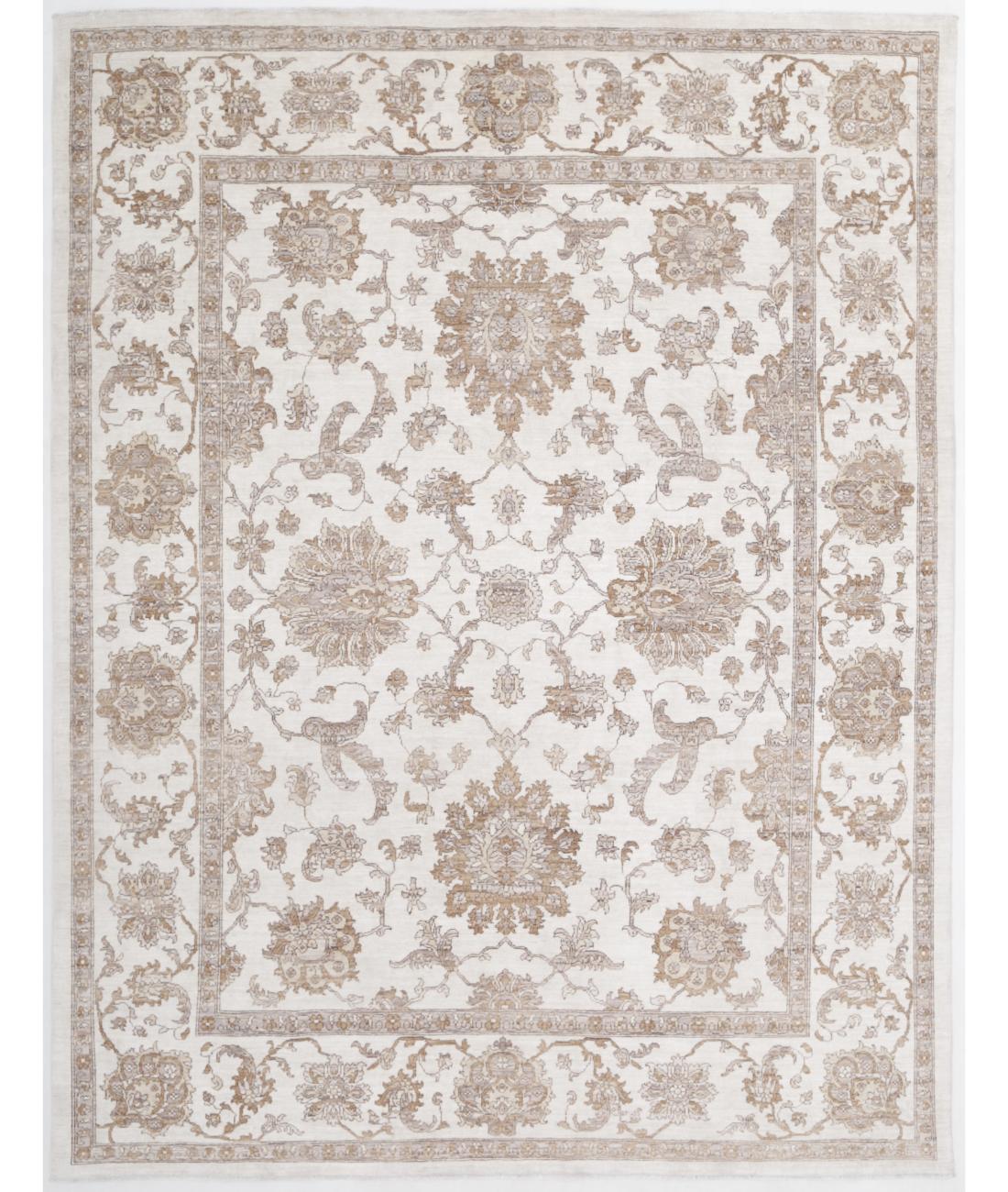Hand Knotted Ziegler Wool Rug - 8'0'' x 10'3'' 8' 0" X 10' 3" ( 244 X 312 ) / Ivory / Brown
