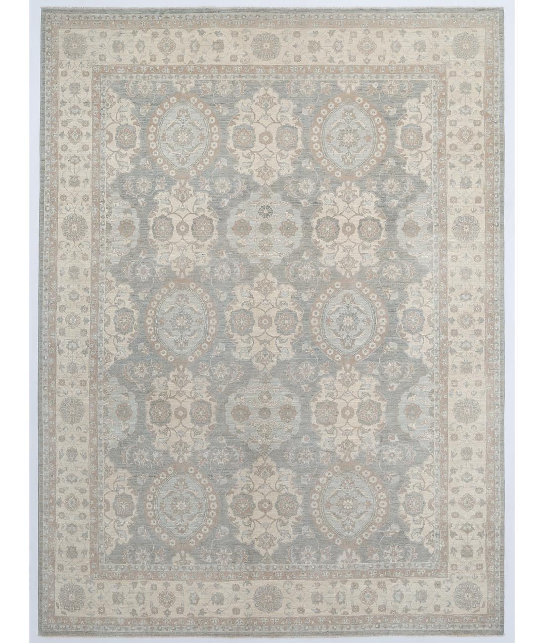 Hand Knotted Fine Serenity Wool Rug - 8'7'' x 11'8'' 8' 7" X 11' 8" ( 262 X 356 ) / Grey / Ivory