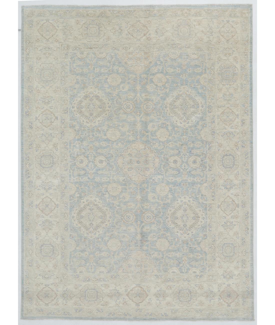 Hand Knotted Fine Serenity Wool Rug - 6'2'' x 8'4'' 6' 2" X 8' 4" ( 188 X 254 ) / Blue / Ivory