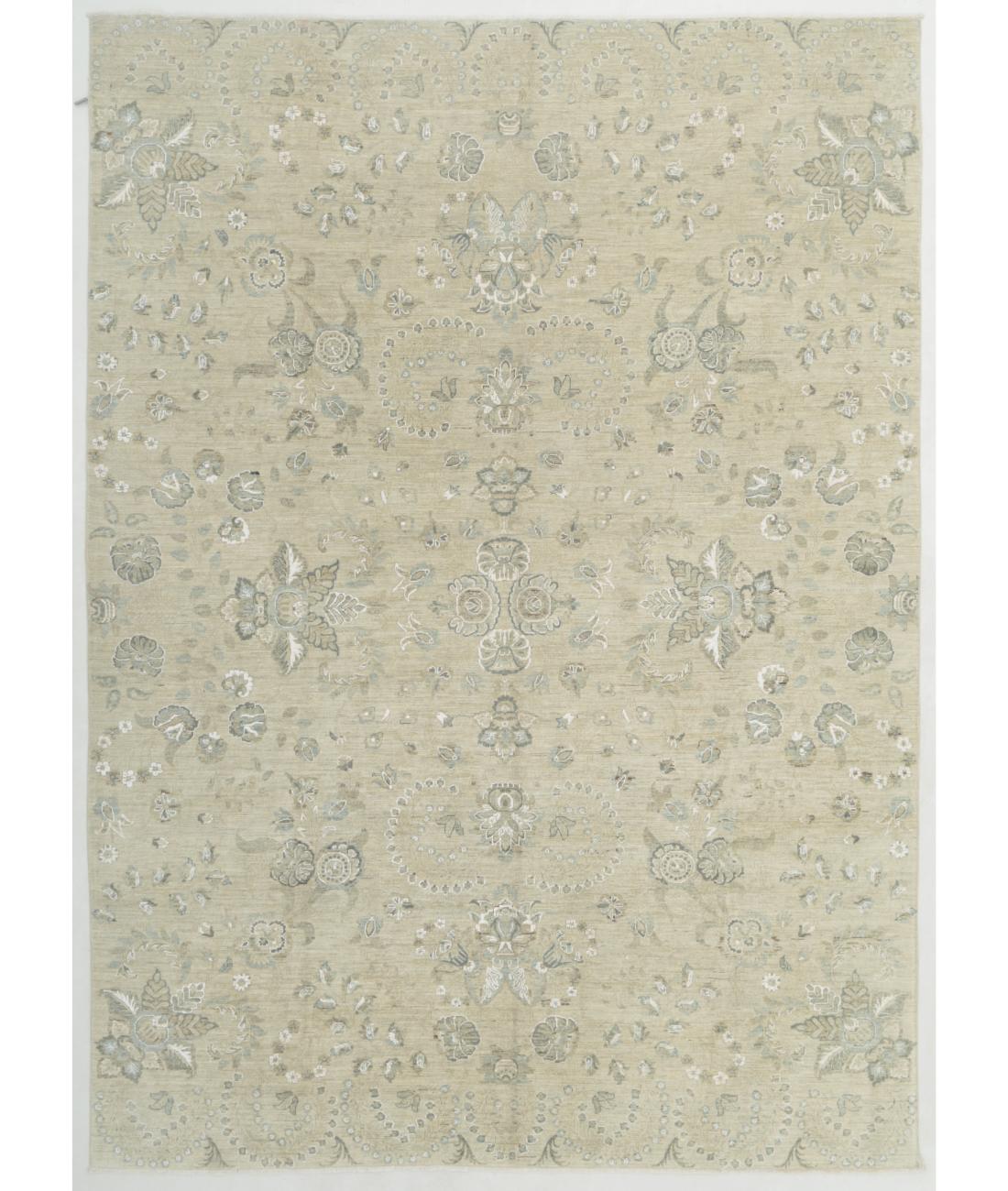 Hand Knotted Fine Serenity Wool & Silk Rug - 7'11'' x 11'0'' 7' 11" X 11' 0" ( 241 X 335 ) / Ivory / Grey