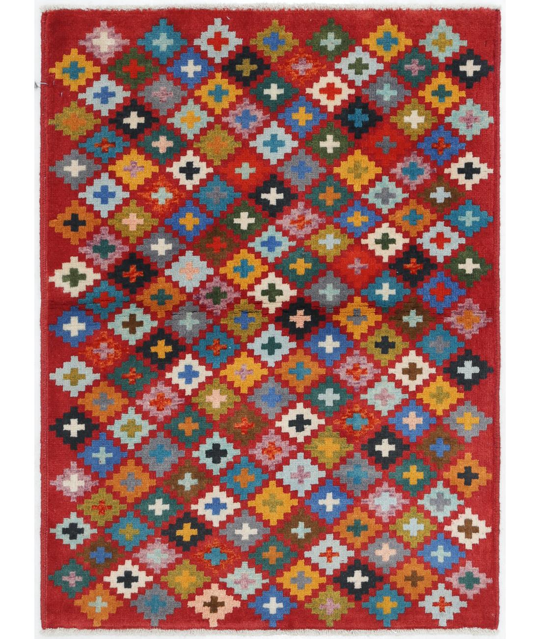 Hand Knotted Baluch Revival Wool Rug - 2'9'' x 3'9'' 2' 9" X 3' 9" ( 84 X 114 ) / Multi / Multi