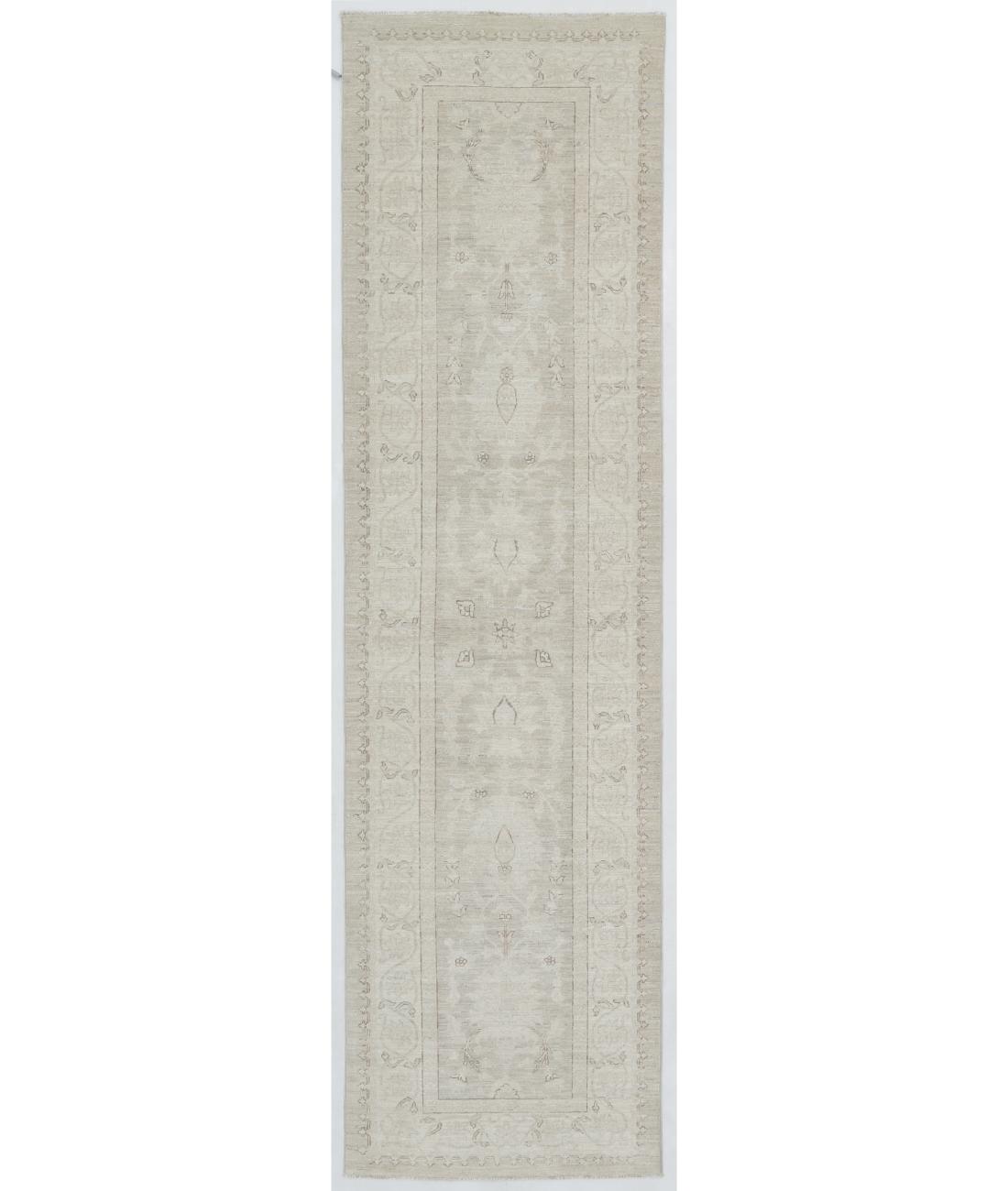 Hand Knotted Fine Serenity Wool Rug - 2'9'' x 10'3'' 2' 9" X 10' 3" ( 84 X 312 ) / Green / Ivory
