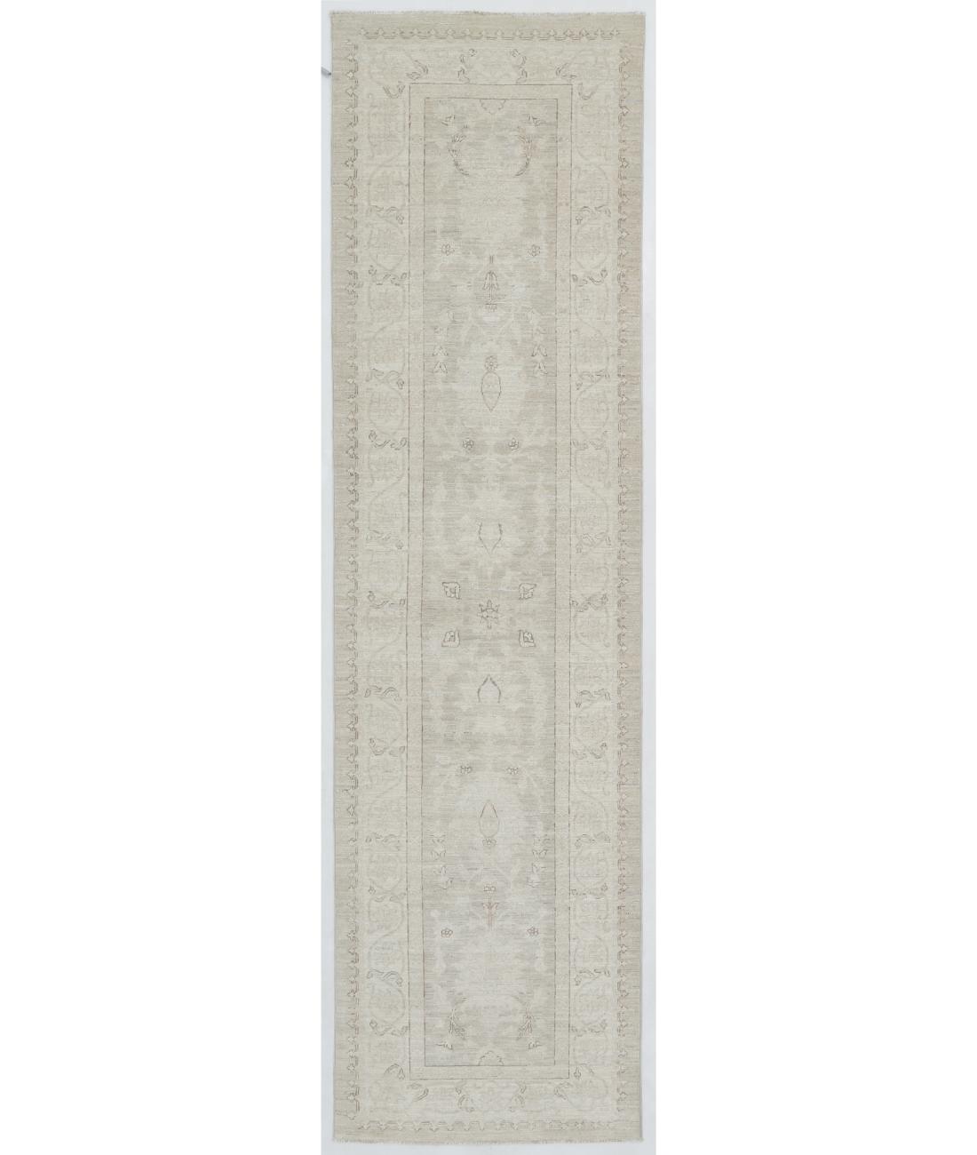 Hand Knotted Fine Serenity Wool Rug - 2'9'' x 10'3'' 2' 9" X 10' 3" ( 84 X 312 ) / Green / Ivory