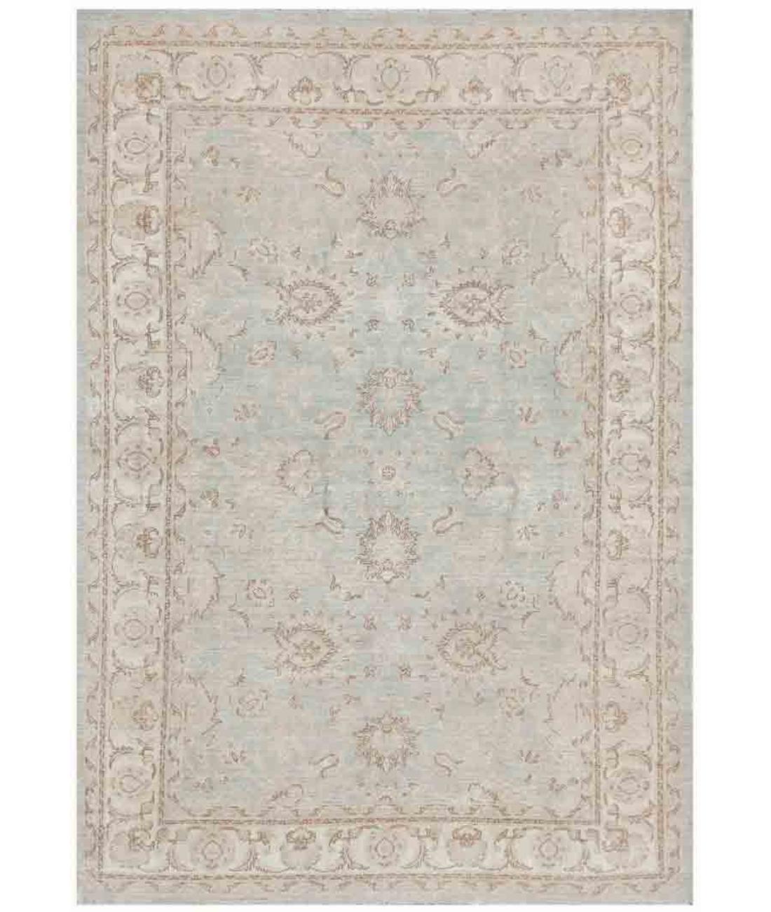 Hand Knotted Fine Serenity Wool Rug - 5'10'' x 8'6'' 5' 10" X 8' 6" ( 178 X 259 ) / Green / Ivory