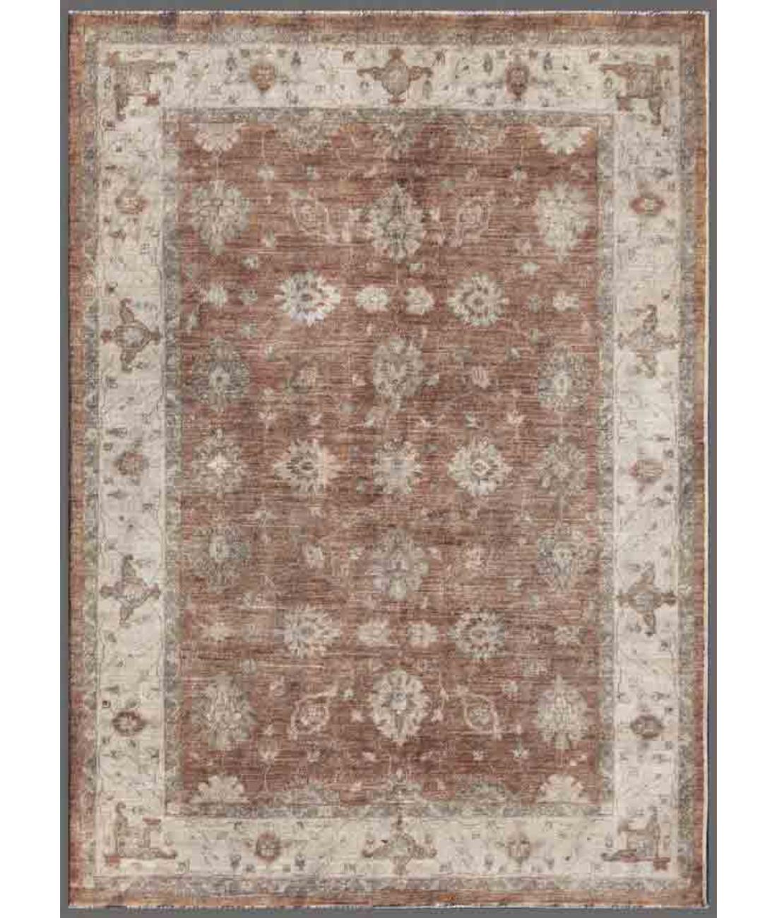 Hand Knotted Ziegler Farhan Wool Rug - 5'7'' x 7'9'' 5' 7" X 7' 9" ( 170 X 236 ) / Taupe / Ivory