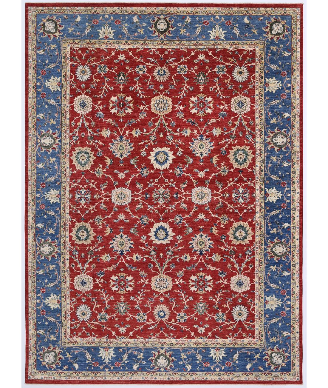 Hand Knotted Ziegler Farhan Wool Rug - 8'4'' x 11'5'' 8' 4" X 11' 5" ( 254 X 348 ) / Red / Blue