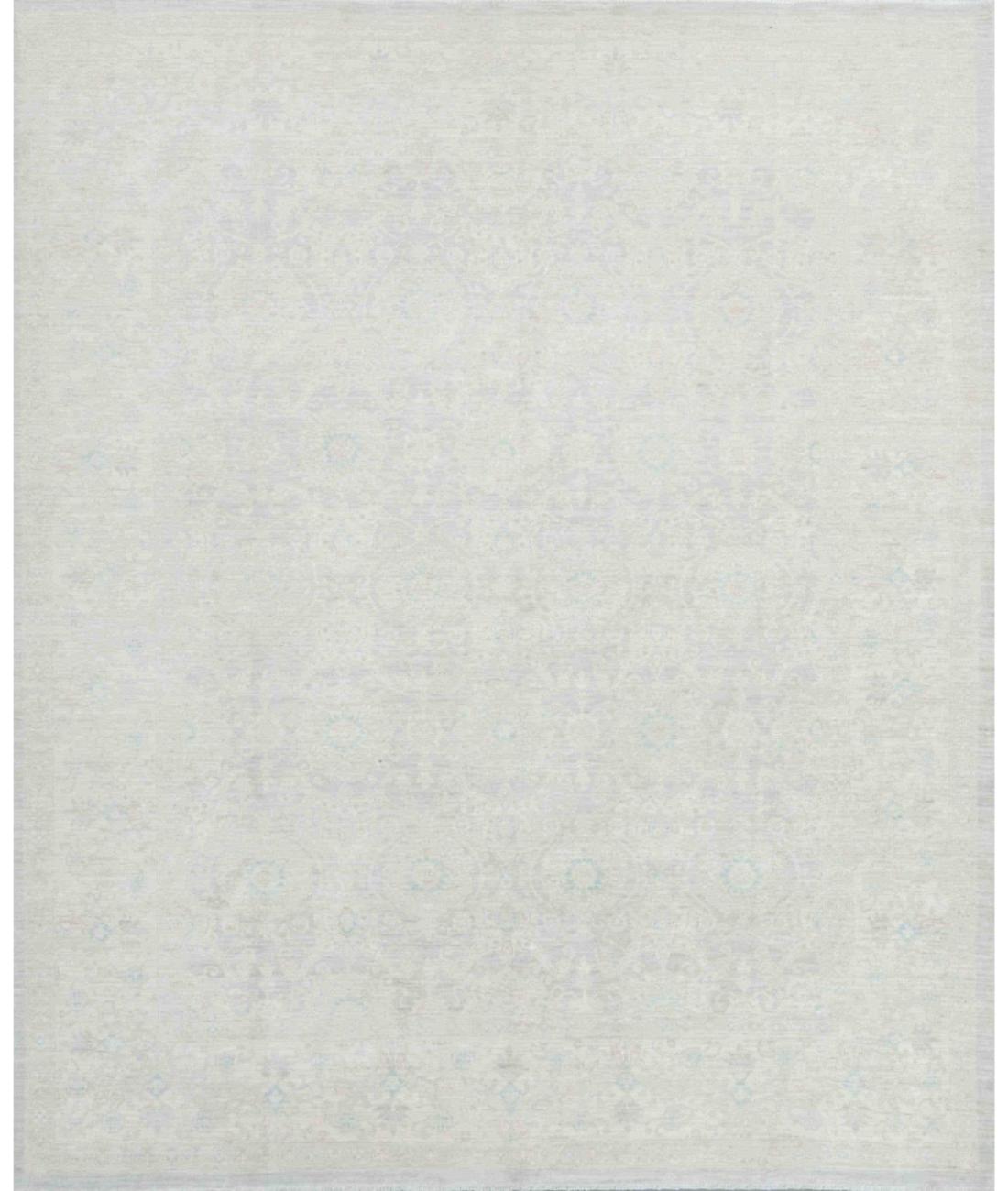 Hand Knotted Fine Serenity Wool Rug - 8'2'' x 9'9'' 8' 2" X 9' 9" ( 249 X 297 ) / Grey / Ivory