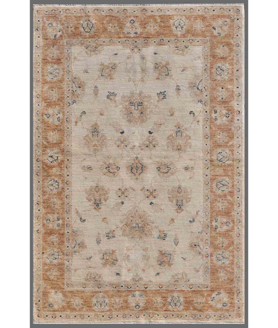 Hand Knotted Serenity Wool Rug - 3'11'' x 5'10'' 3' 11" X 5' 10" ( 119 X 178 ) / Ivory / Red
