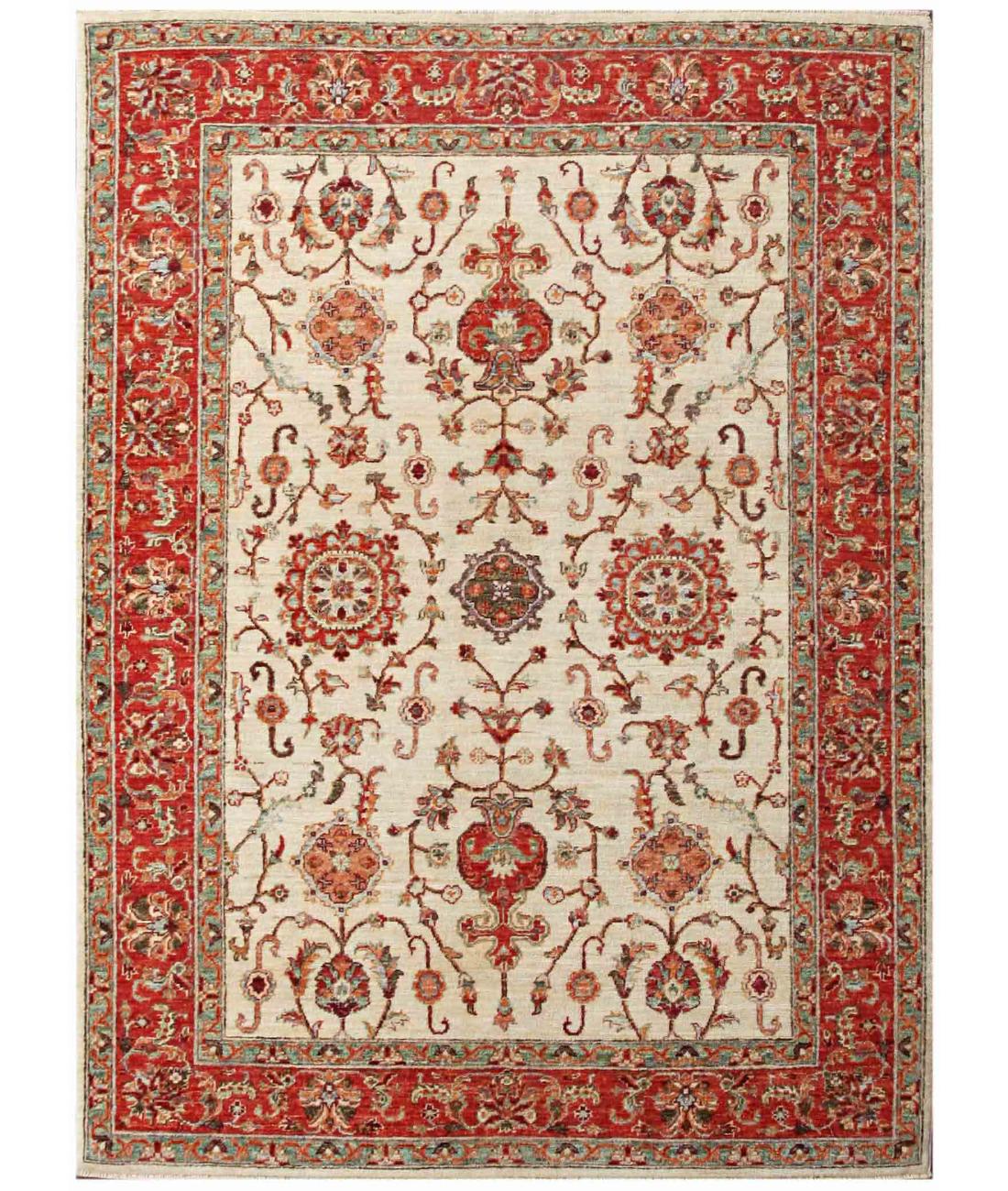 Hand Knotted Ziegler Farhan Wool Rug - 3'11'' x 5'11'' 3' 11" X 5' 11" ( 119 X 180 ) / Ivory / Red