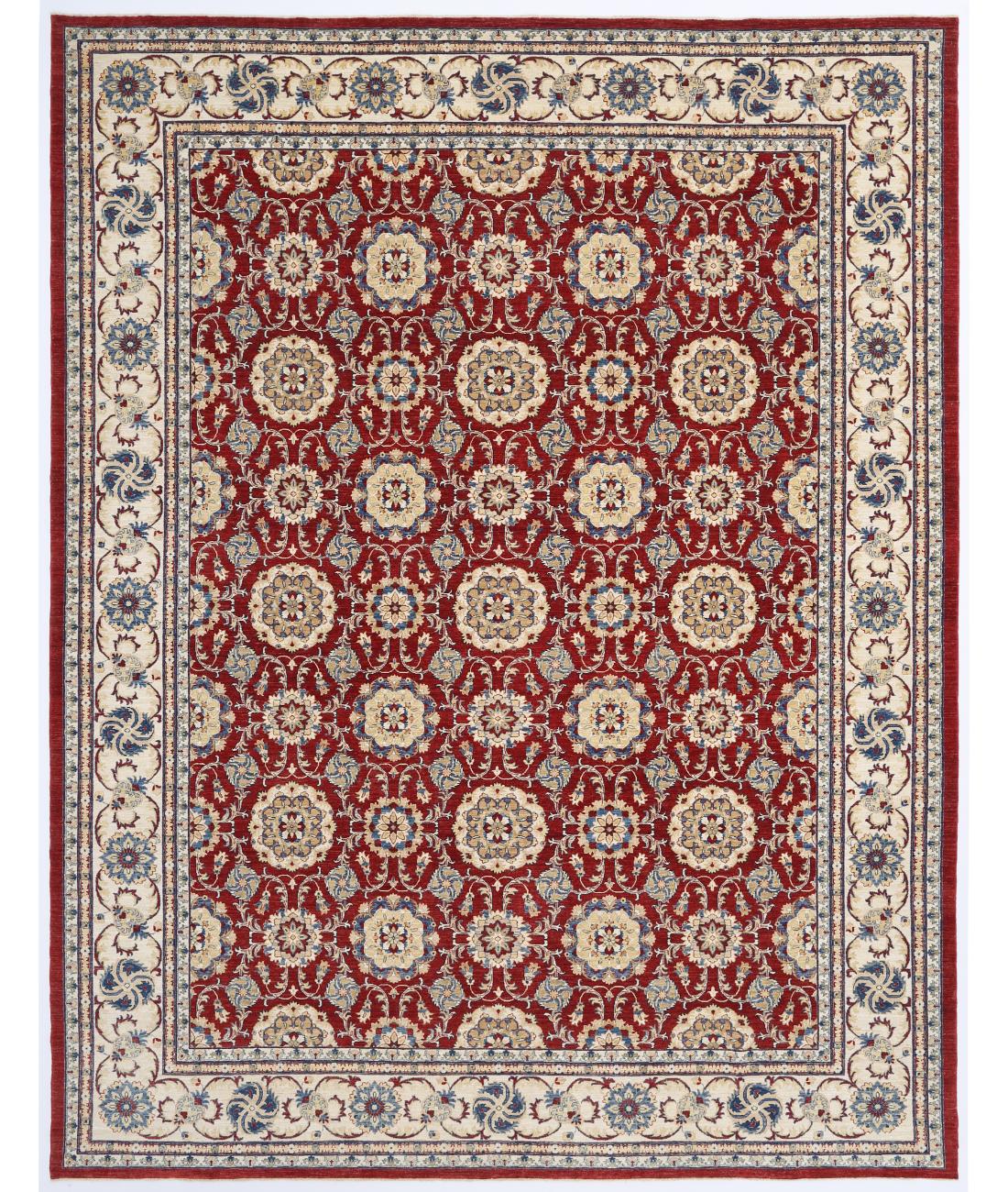 Hand Knotted Ziegler Farhan Wool Rug - 13'2'' x 17'0'' 13' 2" X 17' 0" ( 401 X 518 ) / Red / Ivory