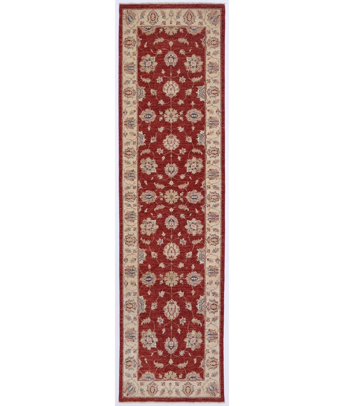 Hand Knotted Ziegler Farhan Wool Rug - 2'7'' x 10'0'' 2' 7" X 10' 0" ( 79 X 305 ) / Red / Ivory