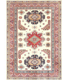 Hand Knotted Royal Kazak Wool Rug - 10'1'' x 14'2'' 10' 1" X 14' 2" ( 307 X 432 ) / Ivory / Red