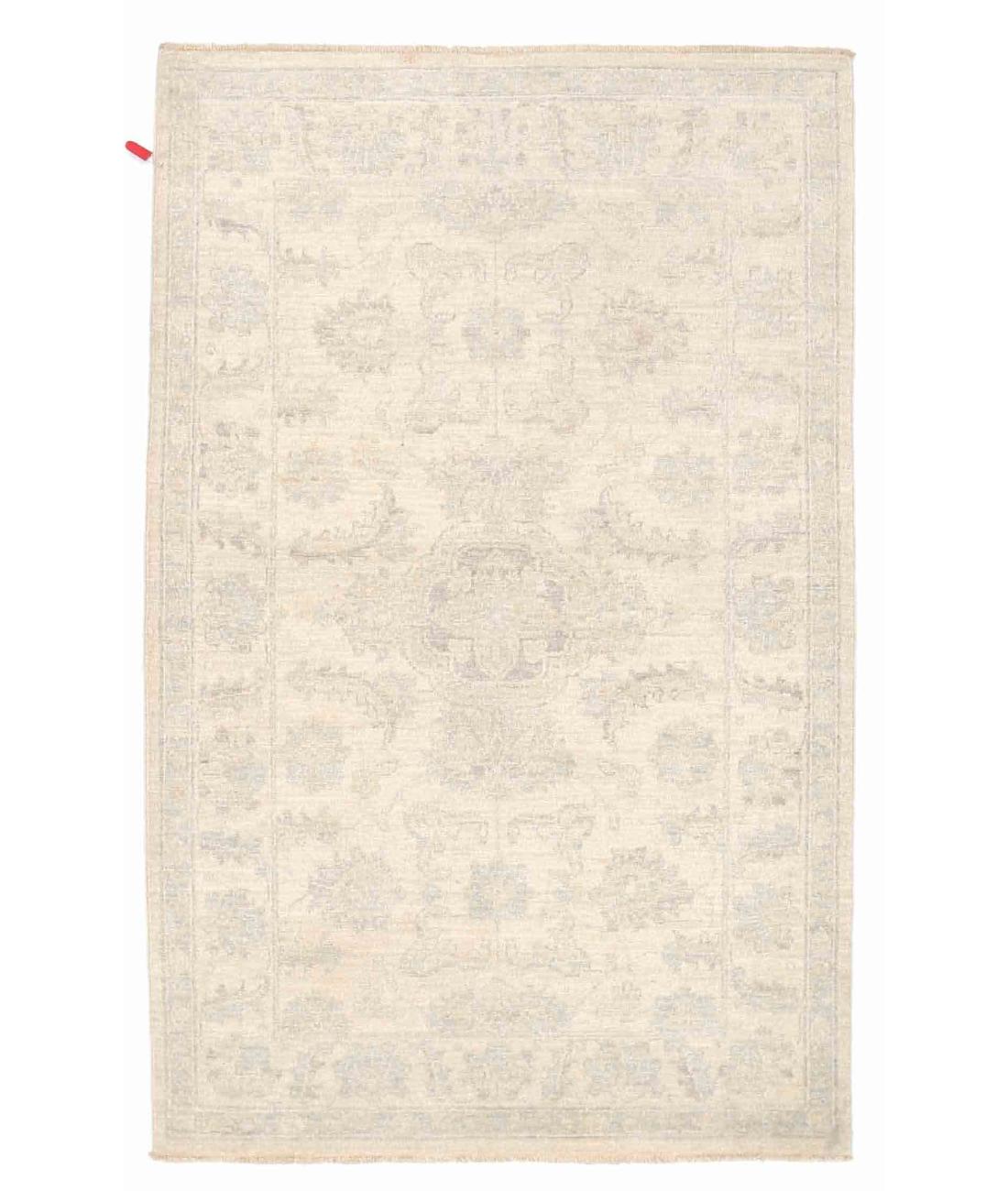 Hand Knotted Serenity Wool Rug - 3'2'' x 4'11'' 3' 2" X 4' 11" ( 97 X 150 ) / Grey / Ivory