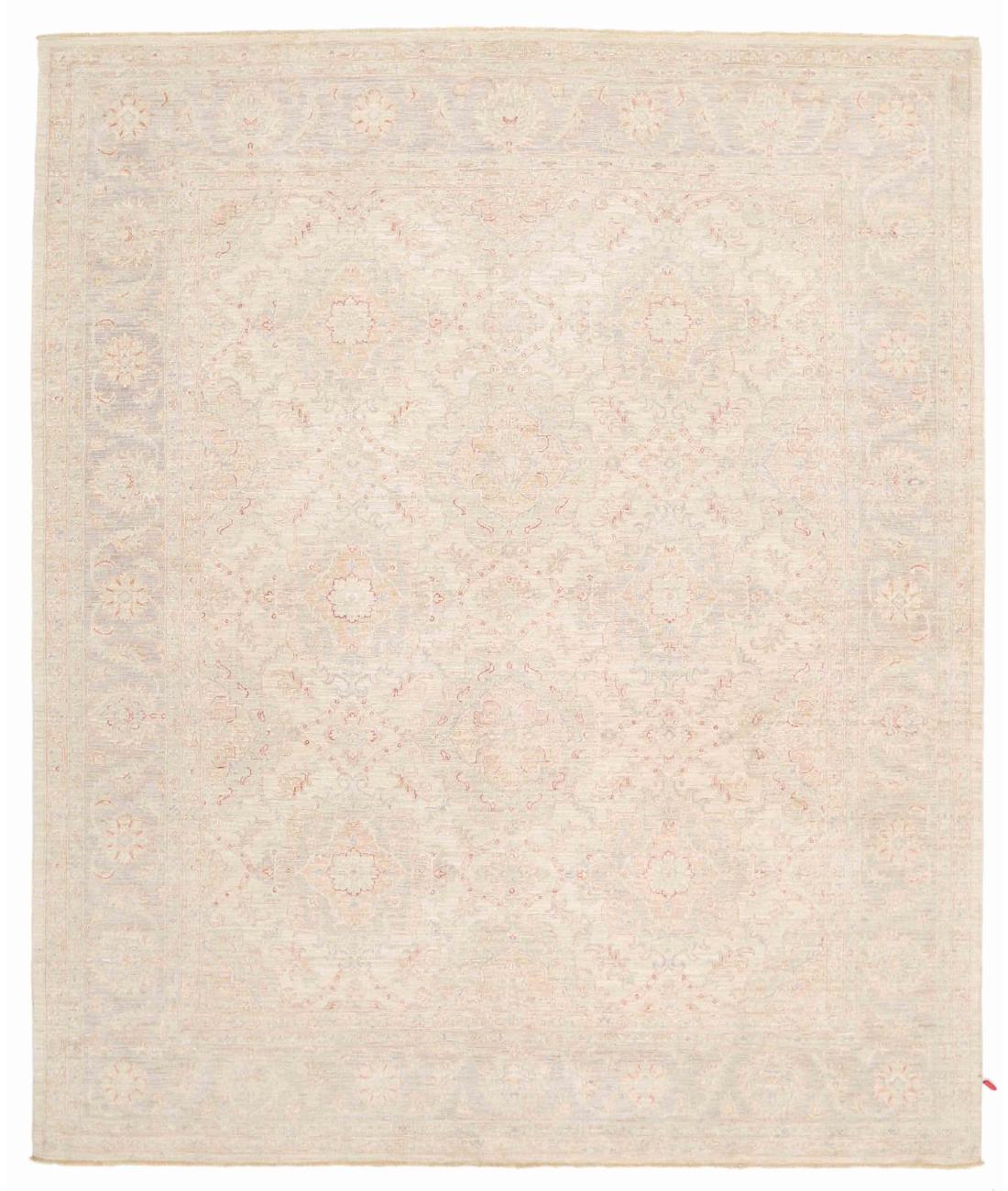 Hand Knotted Fine Serenity Wool Rug - 8'3'' x 9'9'' 8' 3" X 9' 9" ( 251 X 297 ) / Ivory / Blue
