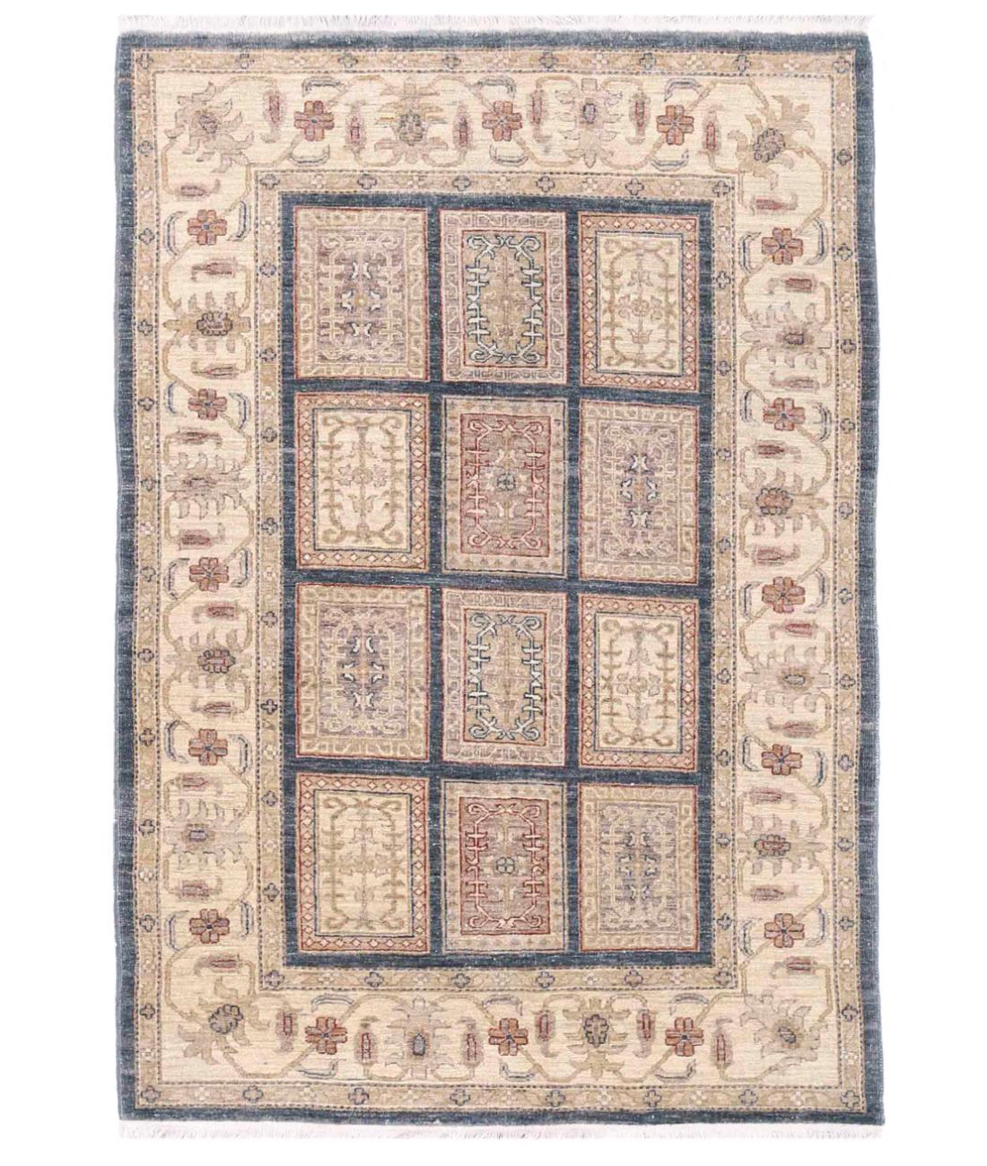 Hand Knotted Ziegler Farhan Wool Rug - 4'0'' x 5'11'' 4' 0" X 5' 11" ( 122 X 180 ) / Grey / Ivory