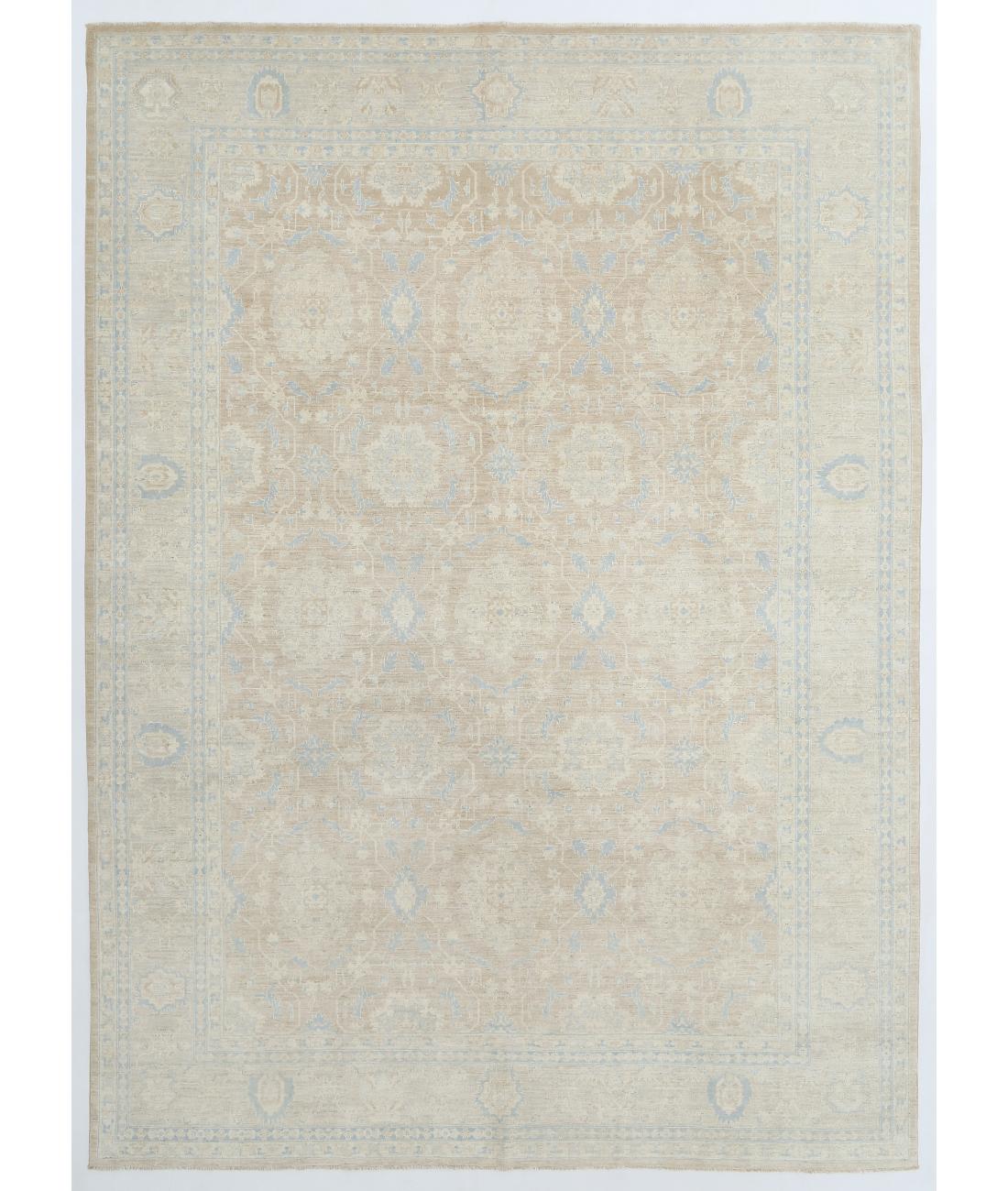 Hand Knotted Fine Serenity Wool Rug - 8'10'' x 12'2'' 8' 10" X 12' 2" ( 269 X 371 ) / Brown / Ivory