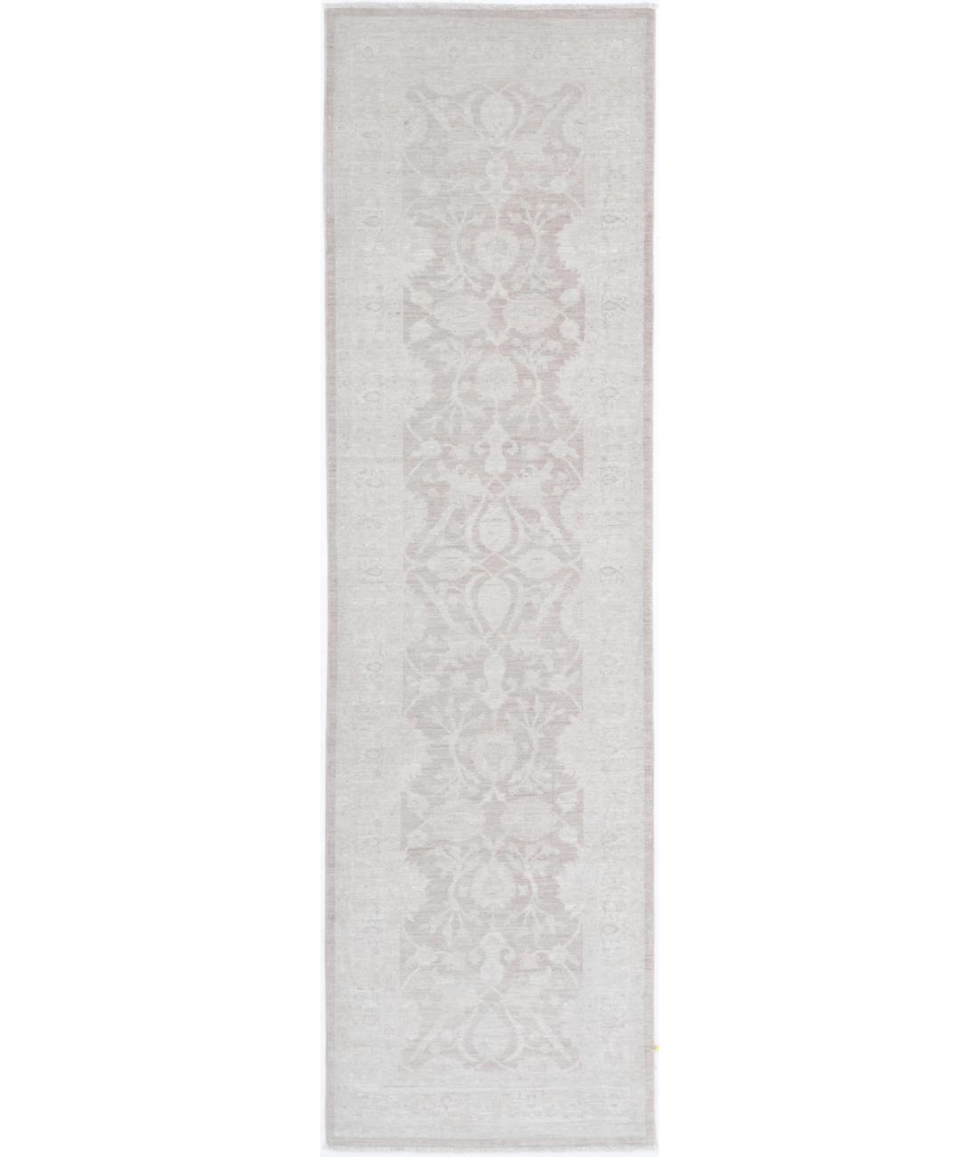 Hand Knotted Fine Serenity Wool Rug - 3'0'' x 9'6'' 3' 0" X 9' 6" ( 91 X 290 ) / Brown / Ivory