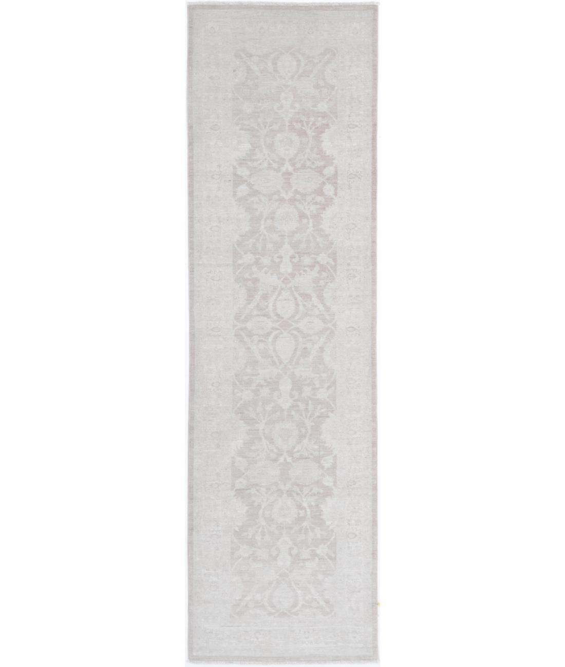 Hand Knotted Fine Serenity Wool Rug - 3'0'' x 9'6'' 3' 0" X 9' 6" ( 91 X 290 ) / Brown / Ivory