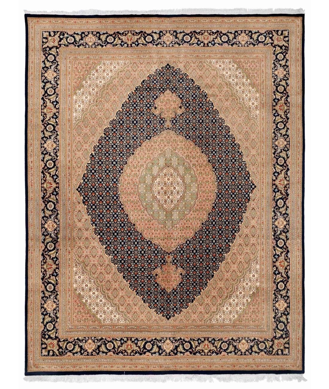 Hand Knotted Heritage Pak Persian Wool & Silk Rug - 8'1'' x 10'6'' 8' 1" X 10' 6" ( 246 X 320 ) / Blue / Taupe