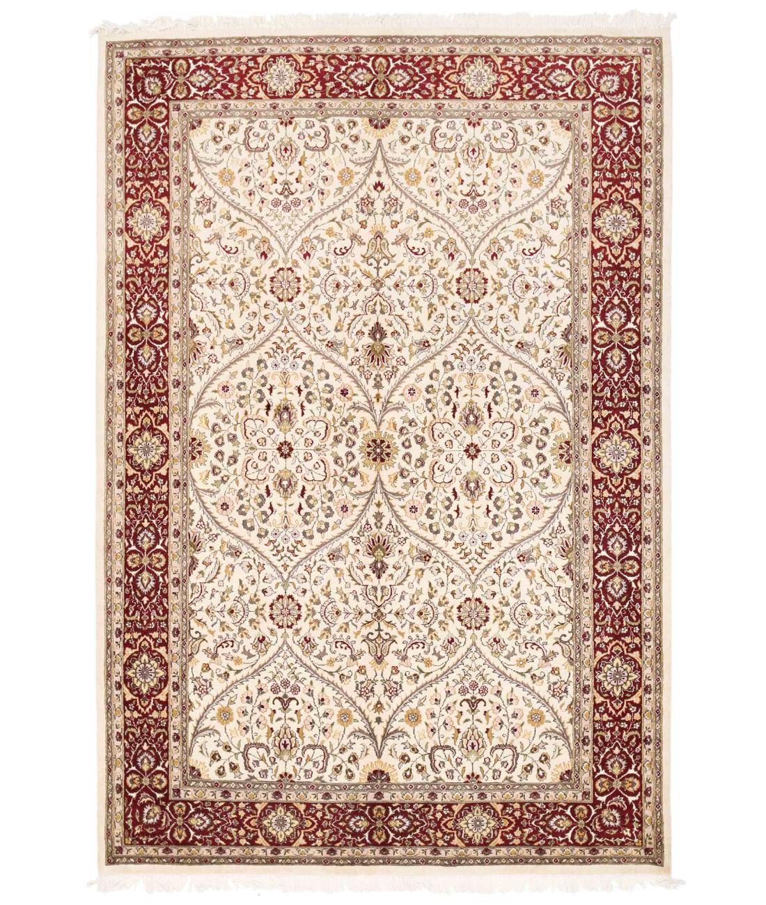 Hand Knotted Heritage Pak Persian Wool Rug - 6'2'' x 9'3'' 6' 2" X 9' 3" ( 188 X 282 ) / Ivory / Red