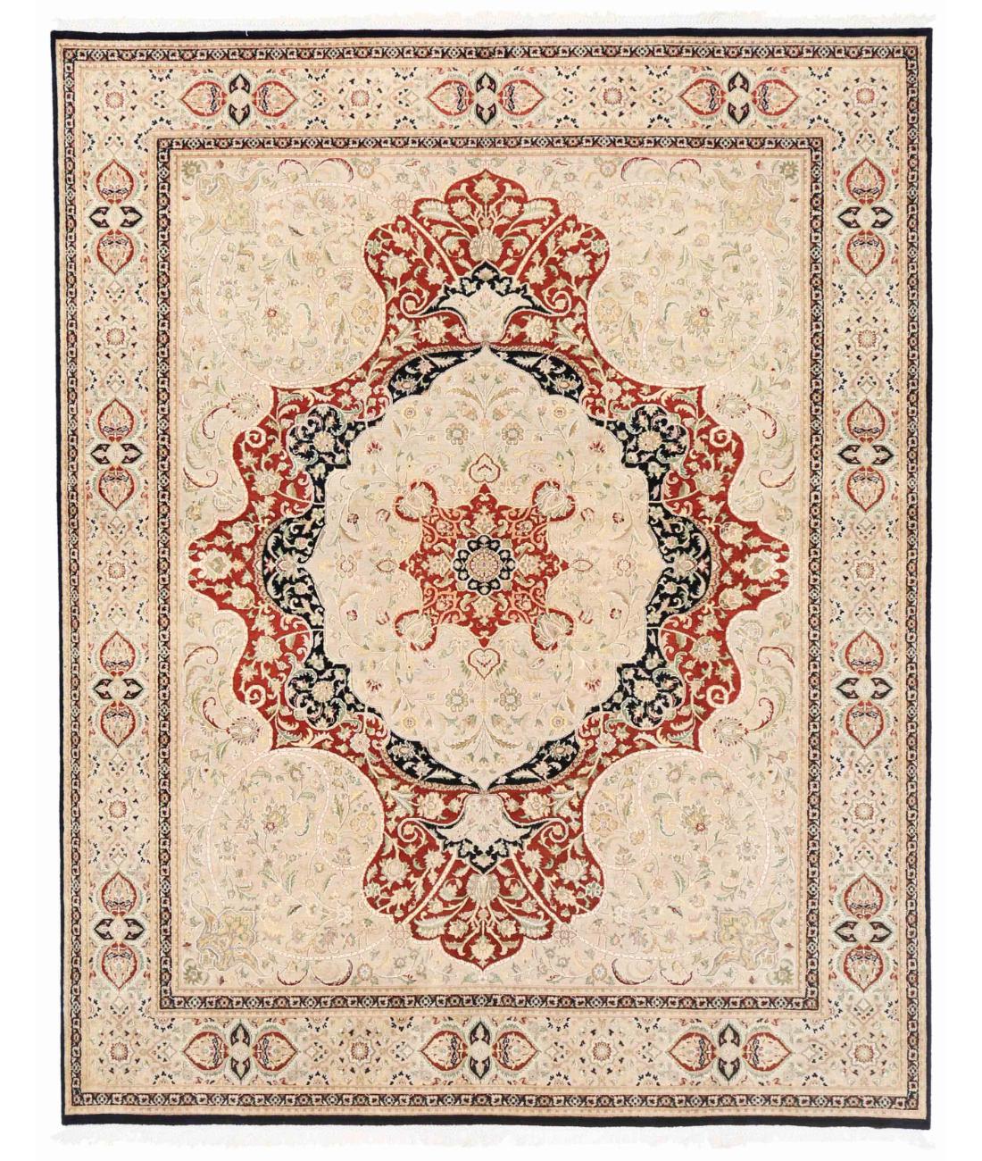 Hand Knotted Heritage Pak Persian Wool & Silk Rug - 8'0'' x 10'2'' 8' 0" X 10' 2" ( 244 X 310 ) / Rust / Black