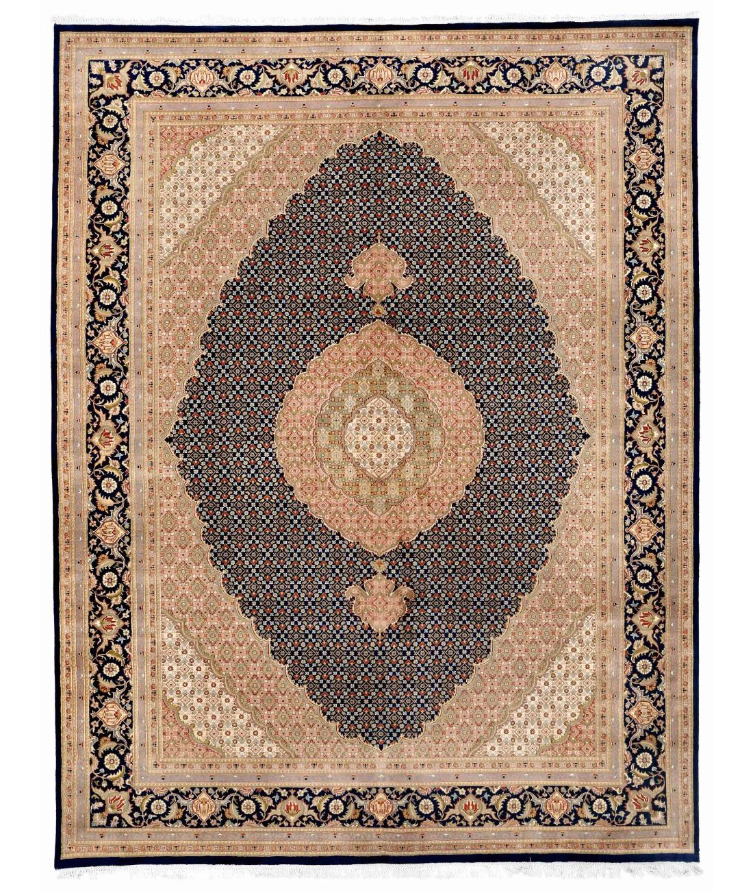 Hand Knotted Heritage Pak Persian Wool Rug - 9'1'' x 12'0'' 9' 1" X 12' 0" ( 277 X 366 ) / Blue / Ivory