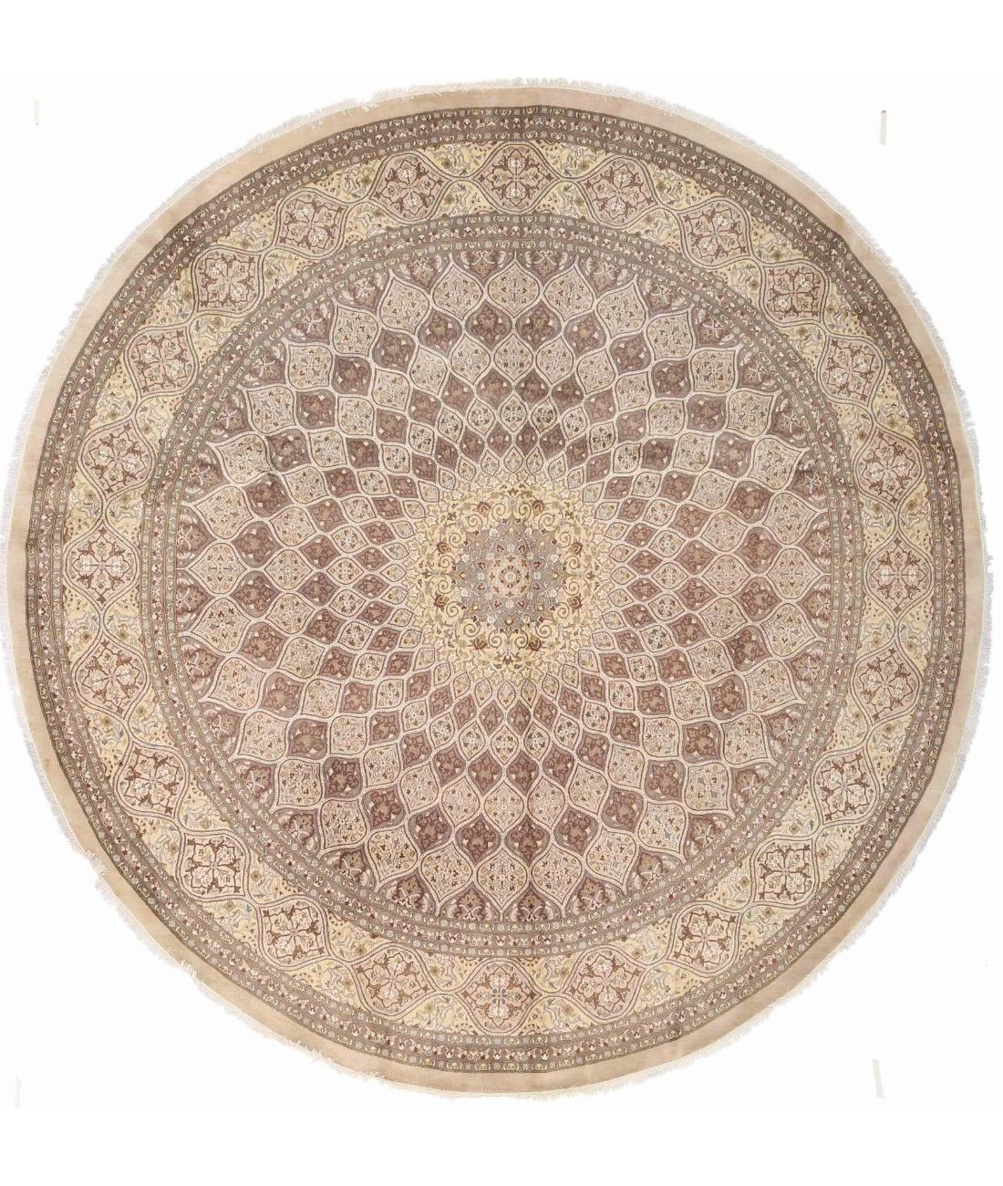 Hand Knotted Heritage Pak Persian Wool Rug - 13'0'' x 13'0'' 13' 0" X 13' 0" ( 396 X 396 ) / Ivory / Grey