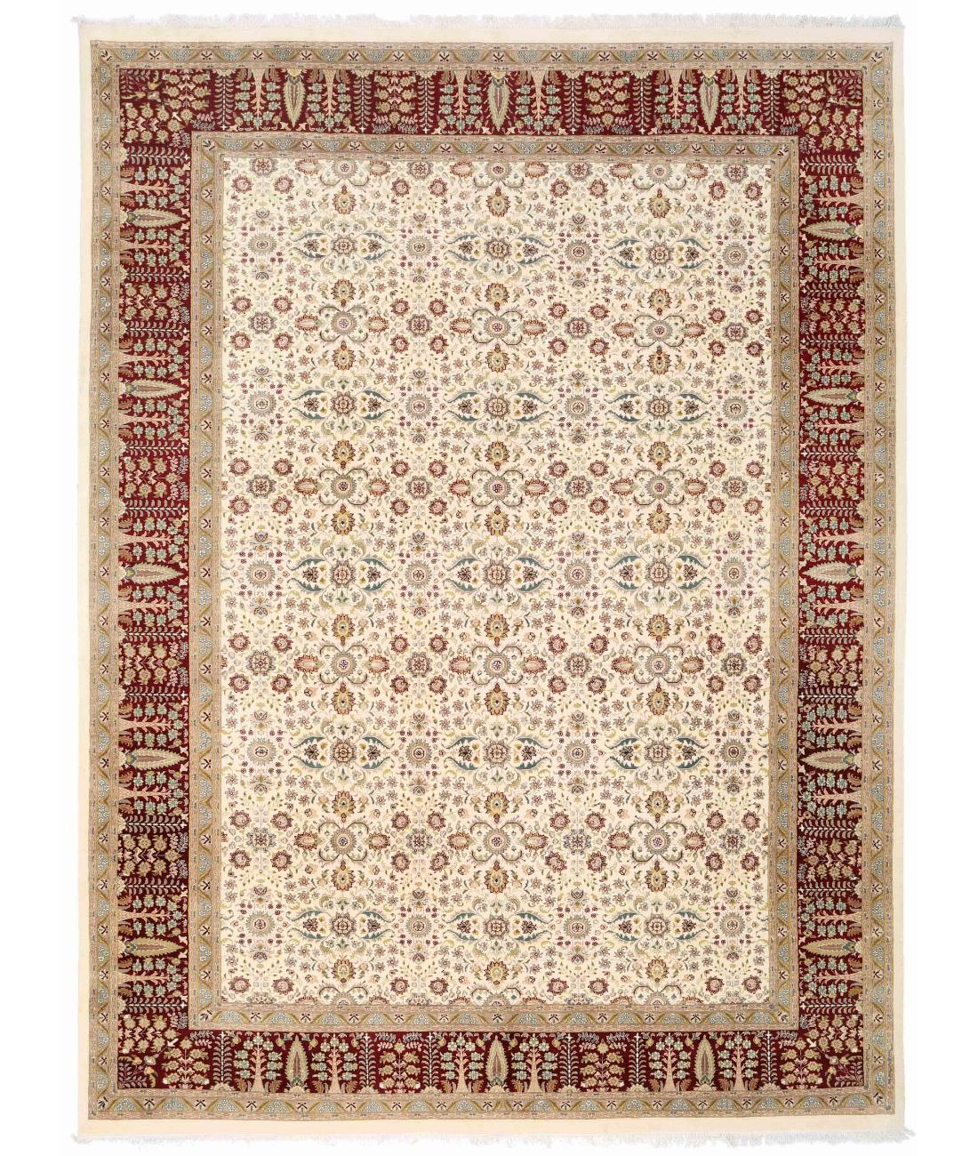 Hand Knotted Heritage Bakhtiari Wool Rug - 10'0'' x 14'0'' 10' 0" X 14' 0" ( 305 X 427 ) / Ivory / Blue