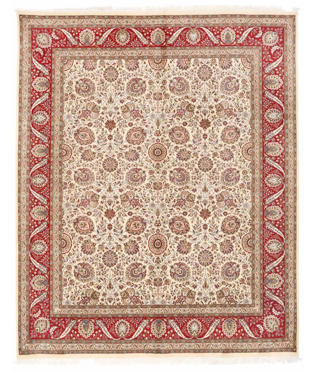 Hand Knotted Heritage Pak Persian Wool & Silk Rug - 8'2'' x 10'2'' 8' 2" X 10' 2" ( 249 X 310 ) / Ivory / Red