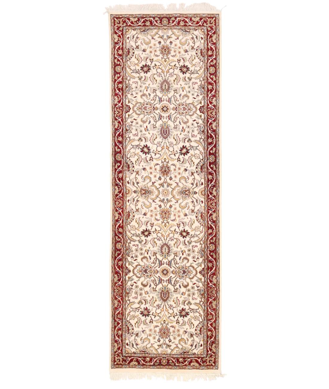 Hand Knotted Heritage Pak Persian Wool Rug - 2'6'' x 8'5'' 2' 6" X 8' 5" ( 76 X 257 ) / Ivory / Red
