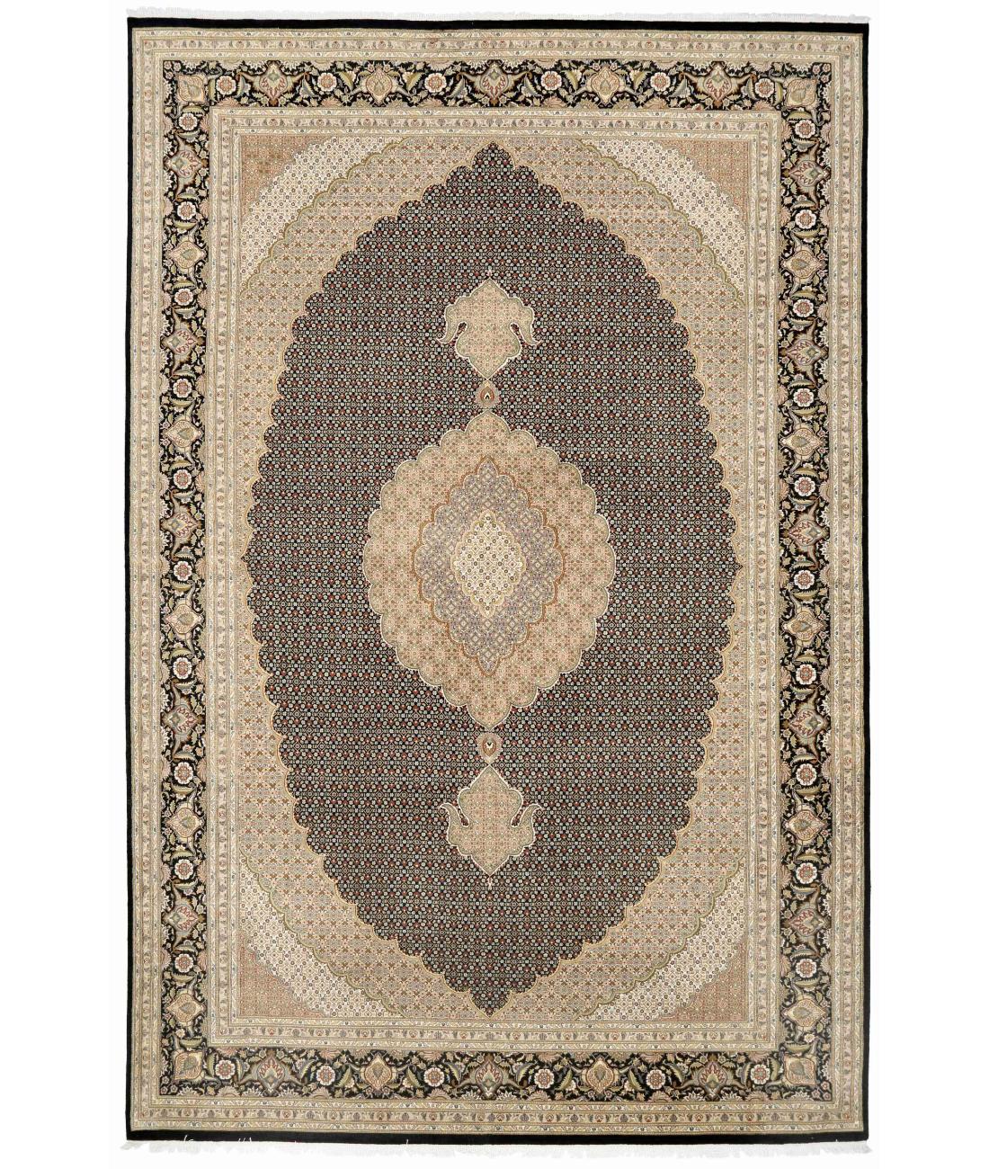 Hand Knotted Heritage Pak Persian Wool Rug - 12'0'' x 17'9'' 12' 0" X 17' 9" ( 366 X 541 ) / Black / Taupe