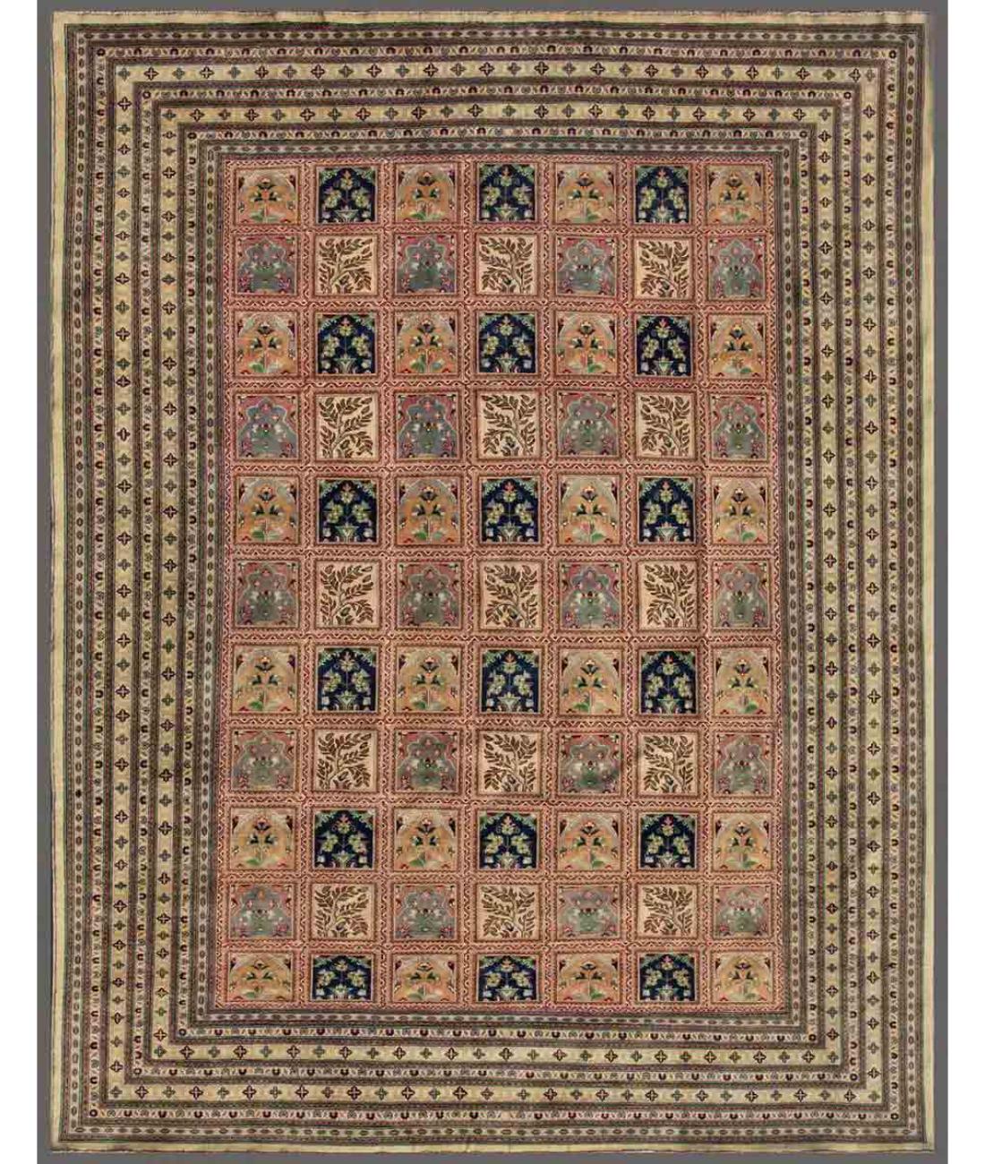 Hand Knotted Heritage Bakhtiari Wool Rug - 10'0'' x 12'7'' 10' 0" X 12' 7" ( 305 X 384 ) / Ivory / Blue
