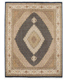 Hand Knotted Heritage Pak Persian Wool Rug - 7'11'' x 10'2'' 7' 11" X 10' 2" ( 241 X 310 ) / Black / Ivory