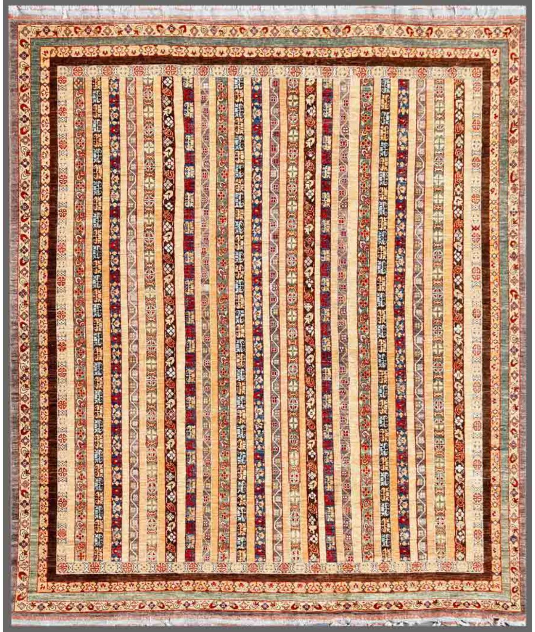 Hand Knotted Shaal Wool Rug - 8'3'' x 9'2'' 8' 3" X 9' 2" ( 251 X 279 ) / Multi / Multi