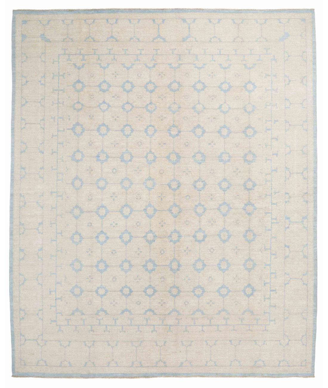 Hand Knotted Khotan Wool Rug - 7'10'' x 9'4'' 7' 10" X 9' 4" ( 239 X 284 ) / Blue / Taupe