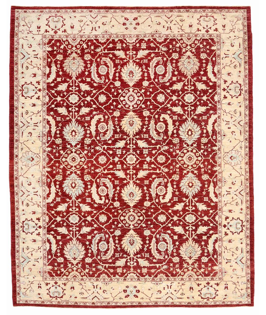 Hand Knotted Ziegler Farhan Wool Rug - 8'2'' x 10'3'' 8' 2" X 10' 3" ( 249 X 312 ) / Red / Ivory